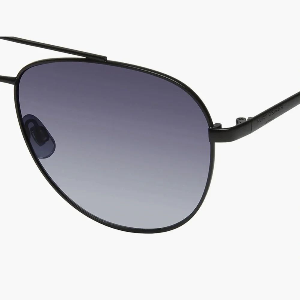 NWT KURT GEIGER LONDON 61mm Aviator Sunglasses Black Crystal Green/ Smoke‎